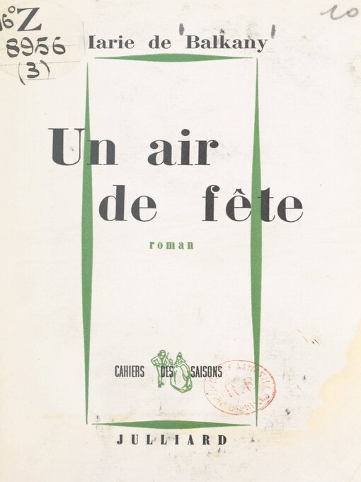 Title details for Un air de fête by Marie de Balkany - Wait list